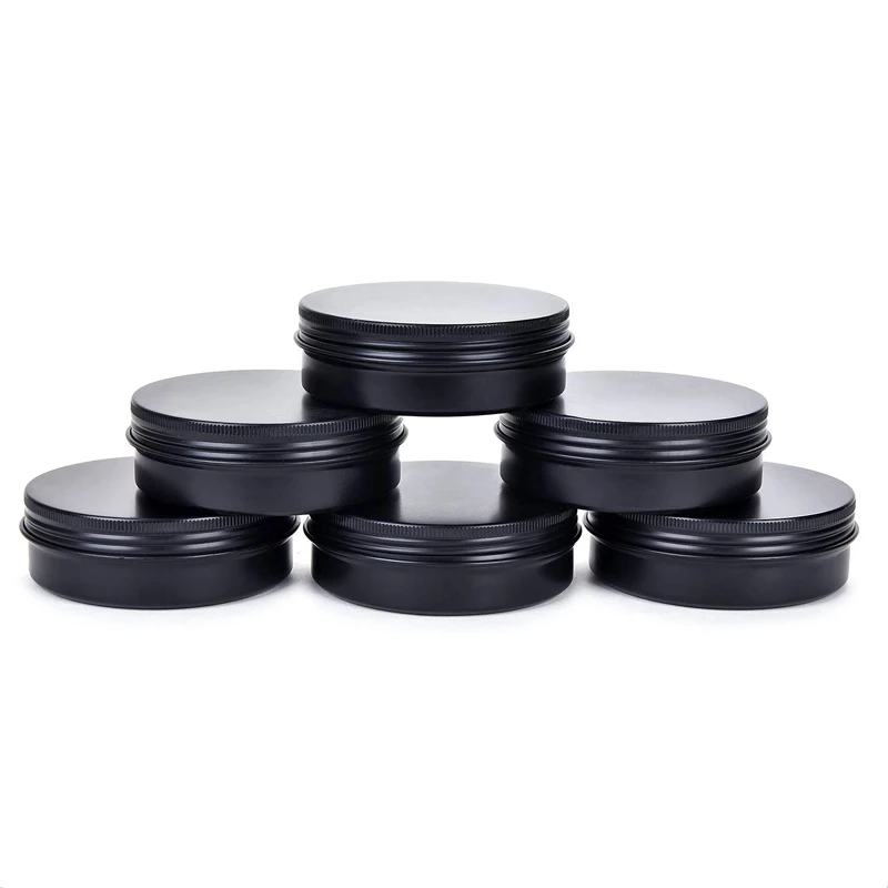 

30Pcs 5g 10g 15g 20g 30g 50g Empty Black Aluminum Tins Cans Screw Top Round Candle Spice Tins Cans with Screw Lid Containers