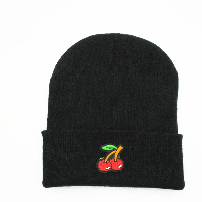 

LDSLYJR Cherry Fruit Embroidery Thicken Knitted Hat Winter Warm Hat Skullies Cap Beanie Hat for Men and Women 183