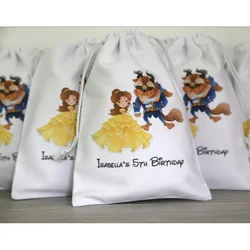 6 pezzi personalizzati qualsiasi testo Beauty Princess gift Bags custom Beauty and the beast bomboniere-borse per feste di compleanno per bambini