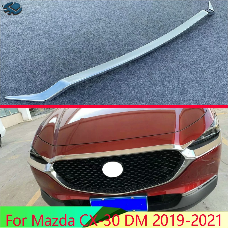 For Mazda CX-30 DM 2019-2021 ABS Chrome Front Hood Bonnet Grill Grille Bumper Lip Mesh Trim Cover Molding Car Styling