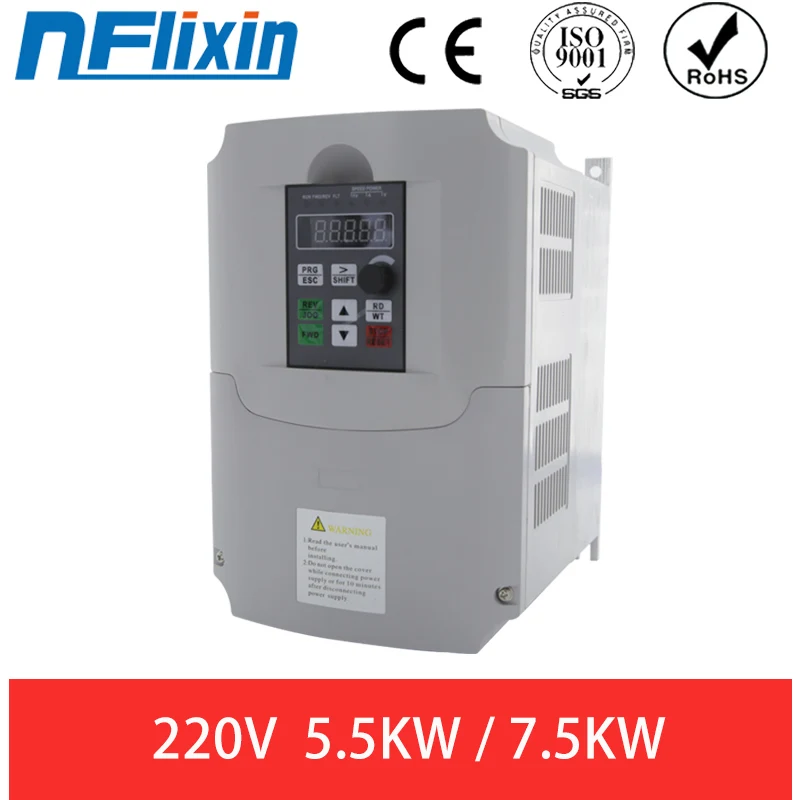 

HOT! 5.5KW/7.5KW Single-phase Inverter Output 3-Phase VFD Frequency Converter Adjustable Speed 220V NFlixin 9600-1T