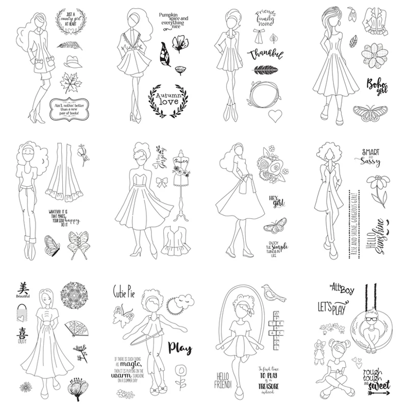 Fashion Dolls Stamp Set Various Dolls Girls Silicone Clear Stamps Stamps for DIY Scrapbooking Crafts Cards Making 2021 New