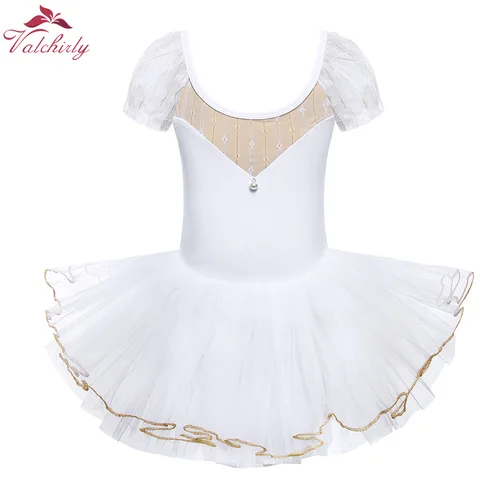 Imagen 1 del producto Vestido tutú de Ballet blanco con mangas abullonadas para niñas, traje de baile de bailarina, bueno para regalo de cumpleaños