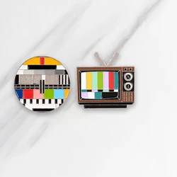 Enamel Pin Set TV No Signal Repair Brooch Old Television Pin Clothes  Bag Badge  Jewelry Gift  For  Friends Kids