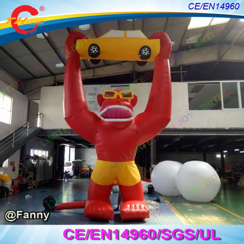 

free air ship to door,20ft/6m pvc Giant Inflatable Gorilla with car For event Decoration