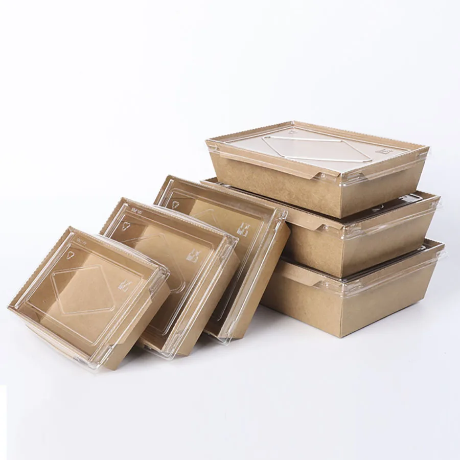 20/30pcs kraft paper lunch box food fast takeaway packaging boxs sushi salad fruit  cake sandwich food packaging boxes with lid