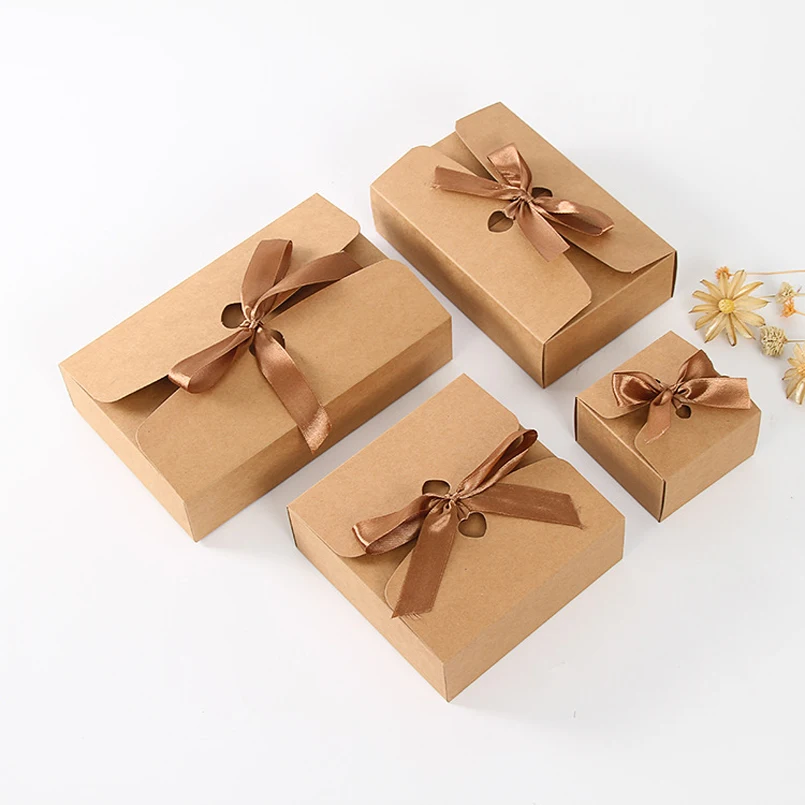 20 pcs paper box gift Kraft boxes with ribbon,wedding favor boxes baby shower favor boxes party gift boxes