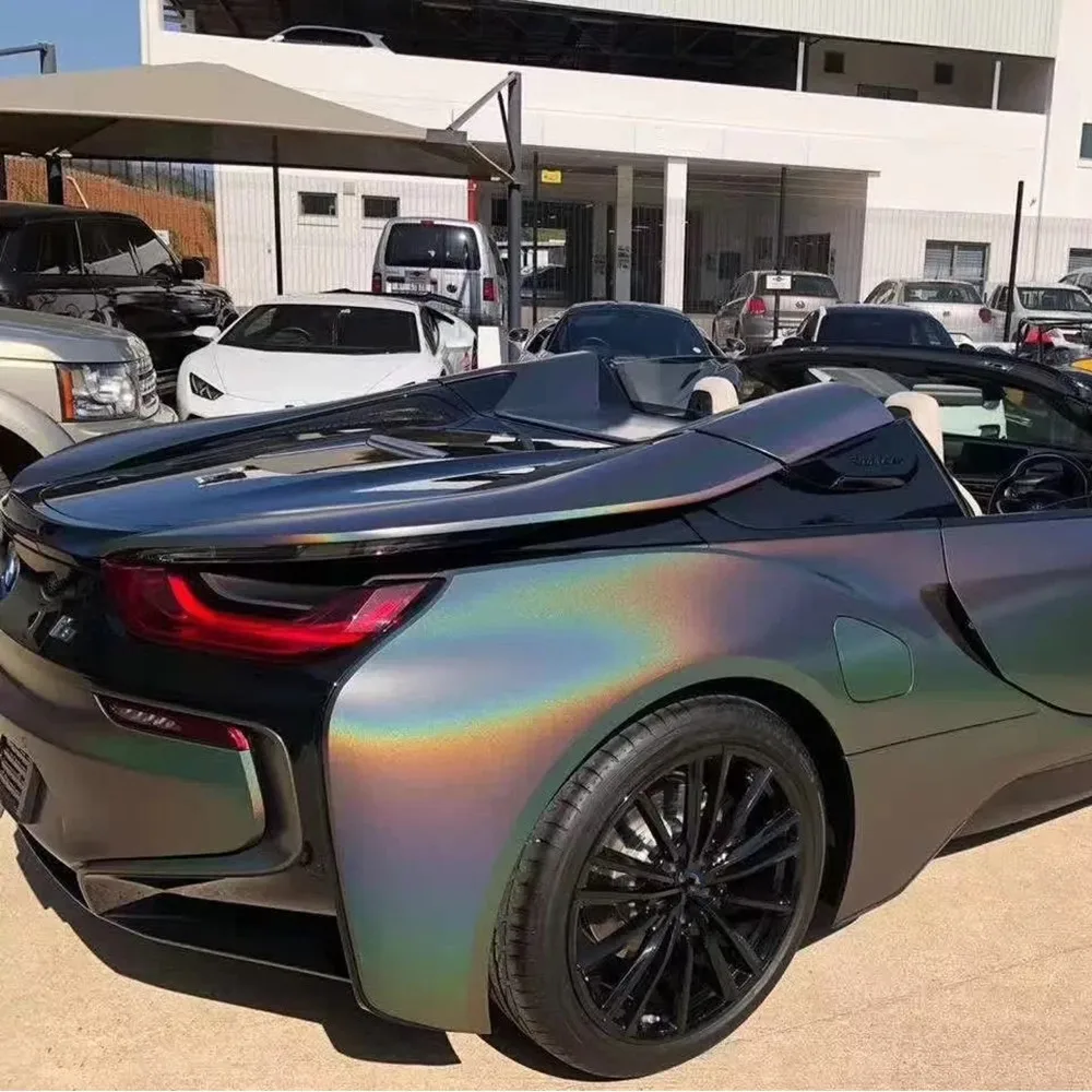 HOHOFILM Grey Chameleon Laser Neo Chrome Car Wrap Viny Holographic Chrome Car Stickers Laser Car Body Wrap Vinyl Air bubble free