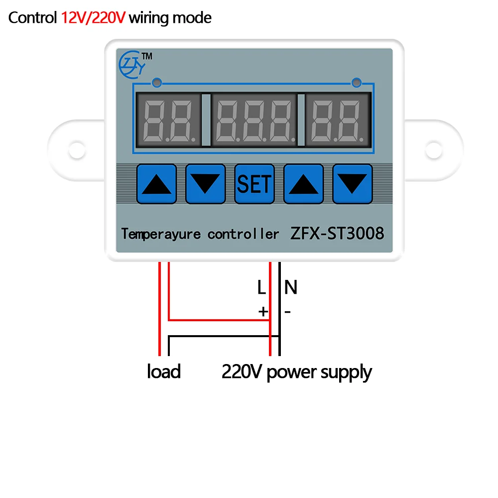 ZFX-ST3008  Thermostat Temperature Controller Temp Control Thermometer Controller Thermoregulator with NTC Sensor 12V/24V/220V