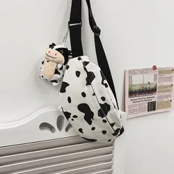 Hot Sale Cow Print Canvas Small Chest Bag Leisure Original Design Fashion Messenger Bag Women's Shoulder Bag Mobile Phone Purse