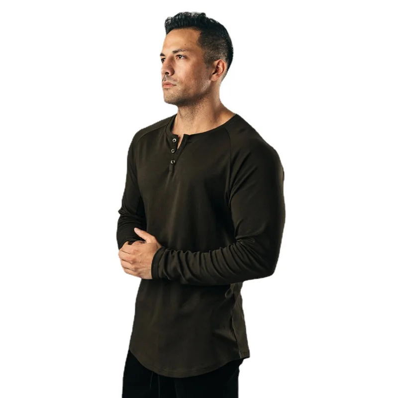 Autumn Sports long sleeve t-shirt men Gym clothing fitness t shirt fashion extend hip hop cotton bodybuilding muscle tshirt man