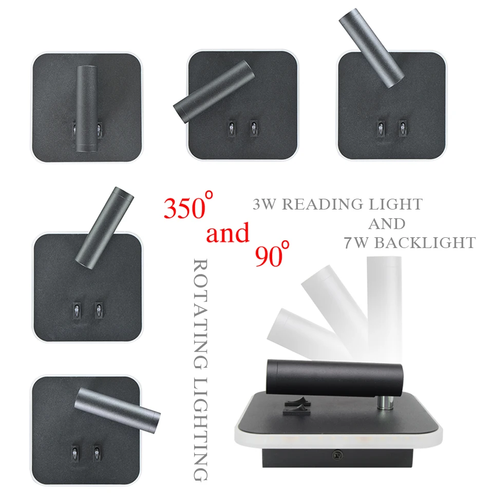 Led wall lamps 3W reading light 7W backlight with switch wall light hotel bedside modern wall lamp bedroom study stair sconces