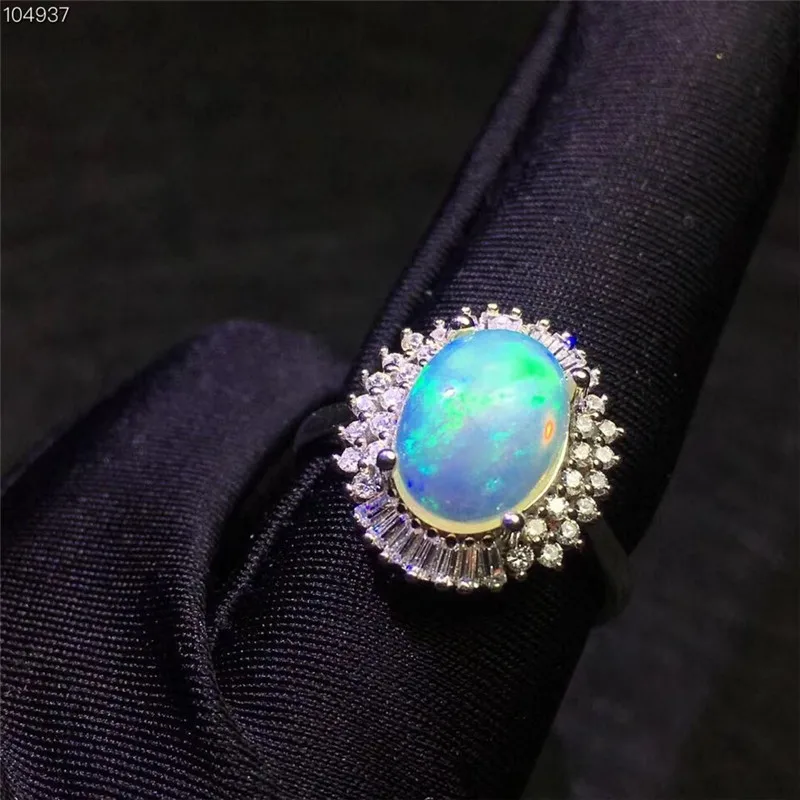 

natural opal silver ring for woman 8 mm * 10 mm Australia opal ring 925 sterling silver opal jewelry birthday gift for girl