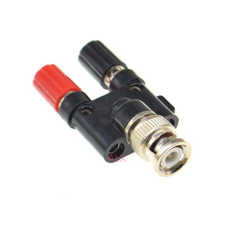 1Pcs BNC male to two dual 4mm Banana binding post jack connector Adapter bnc male to banana female jack