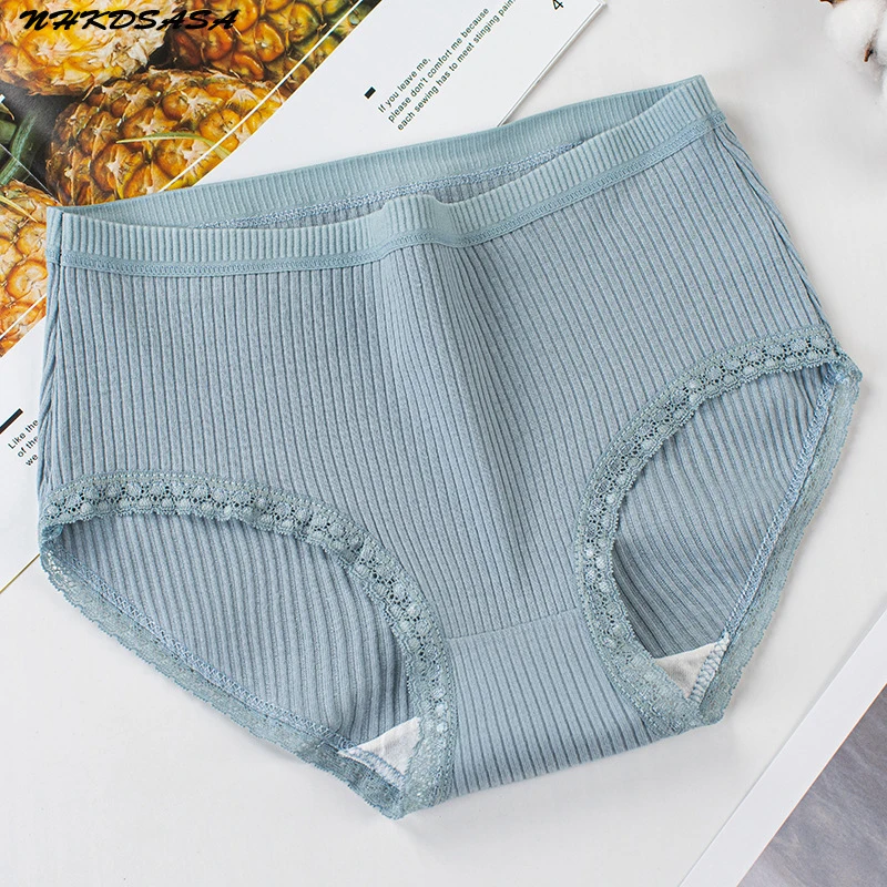 Women's Underwear Comfortable Cotton Panties Antibacterial Ladies Underwear Lace Edge Breathable Mid-waist Sexy Briefs Multiple