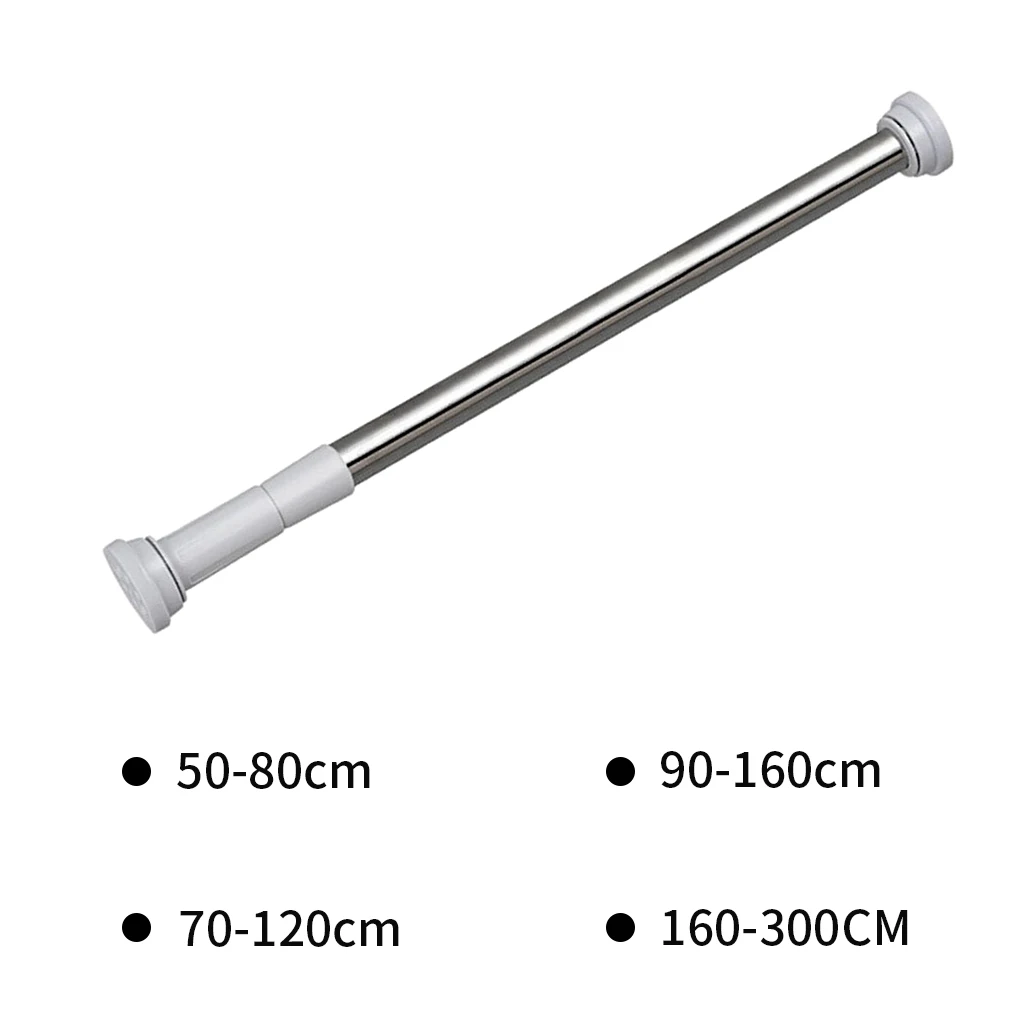 Telescopic Clothing Rod Punch-free Adjustable Shower Curtain Rods Extendable Stainless Steel Simple Support Rod Spring Rod