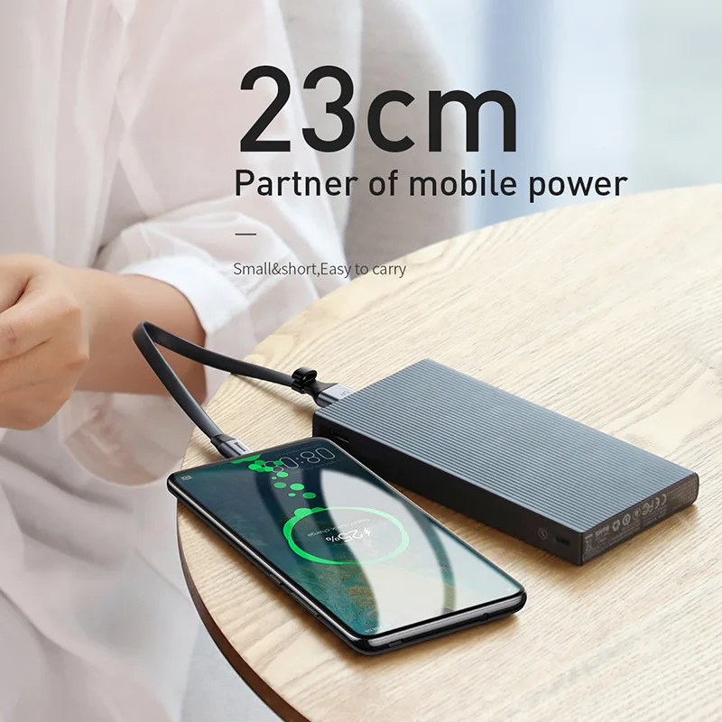 Baseus USB C 타입 케이블, 화웨이 P30, P20 메이트, 30, 20, P10 프로 라이트용, 고속 충전 충전기, 샤오미, 23cm, 5A