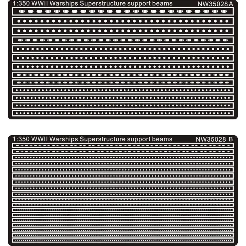 

AM-WORKS NW35028 1/350 WWII Warships Superstructure Support Beams (perforated) - Upgrade Detail Set