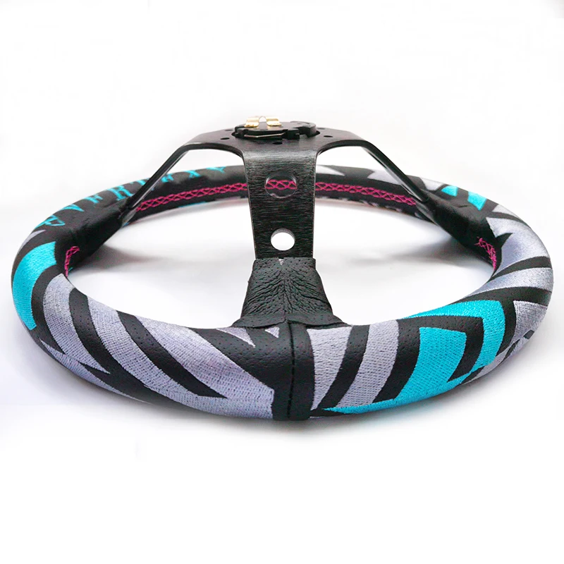 13'' Microfiber Leather Car Steering Wheel With Zebra Stripe Drifting Sport Racing Steering Wheel 320mm