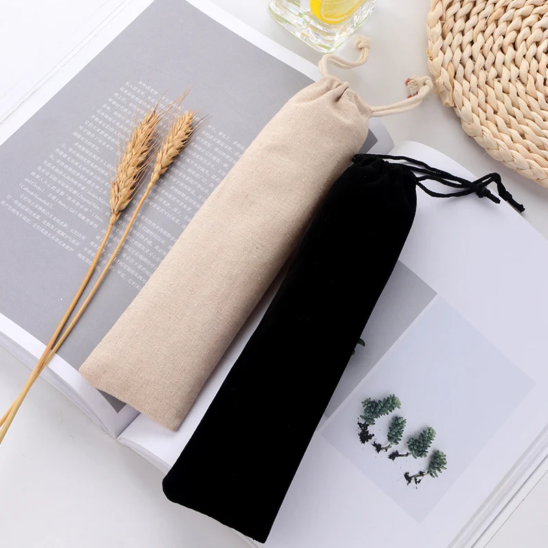 50 Pcs/Lot Portable Stainless Steel  Storage Straw bag Reusable Straw Pouch Picnic Camping Chopsticks Spoon Tableware Bag