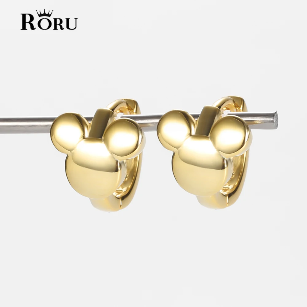 925 Echte 100% Zilver Mooie Kleine Ronde Mouse Earring Rat Oorbellen Voor Vrouwen Meisjes Moderne Oorbellen 2021