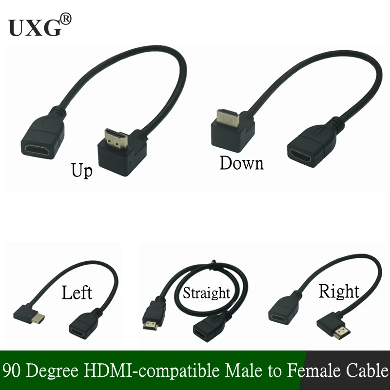 

Cable HDMI-compatible 90 Degree Right Angled Type A Male To Female Cable Adapter Connector For DVD TV Projector 0.15M 0.3M 0.5M