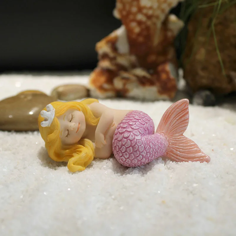 Cute Mermaid Resin Crafts, Creative Animal Figurines, Miniatures Fish Tank Arts, Fairy Garden Desk, Home Decoration Accessories