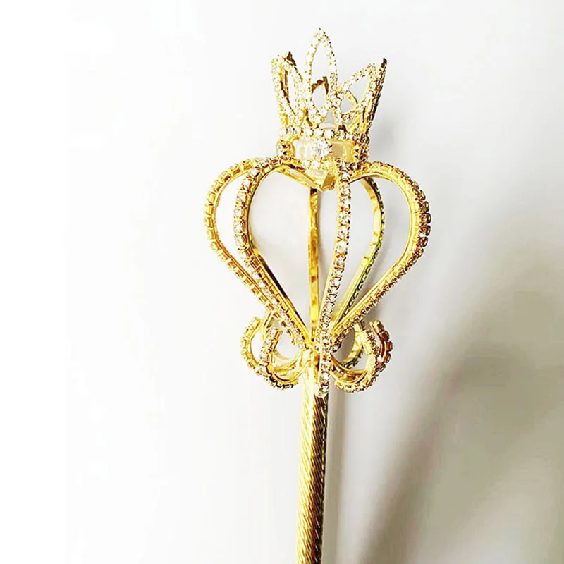 BlingคริสตัลScepter Wandทอง/เงินTiarasและCrowns Scepter King Queenงานแต่งงานพรรคประกวดชุดมือถือProps