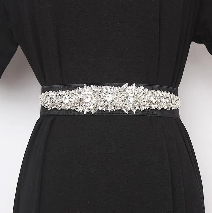 

Women's runway fashion blingbling rhinestone beaded Cummerbunds female Dress Corsets Waistband Belts decoration wide belt R2423