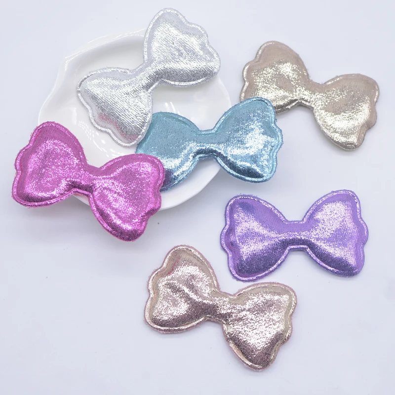 12Pcs 60*35mm Bling Cloth Bow Padded Appliques for Handmade Clothes Crafts Patches DIY Headwear Hair Clips  Decor Accessories