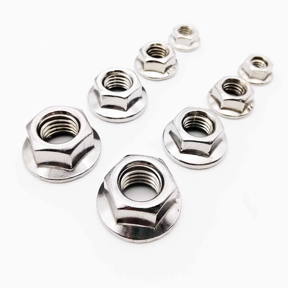M3 M4 M5 M6 M8 M10 M12 Hochwertiger Edelstahl Sechskant-Sechskantkopf gezahnte Spinlock-Flanschmutter Sicherungsmutter DIN6923 – Detail 2