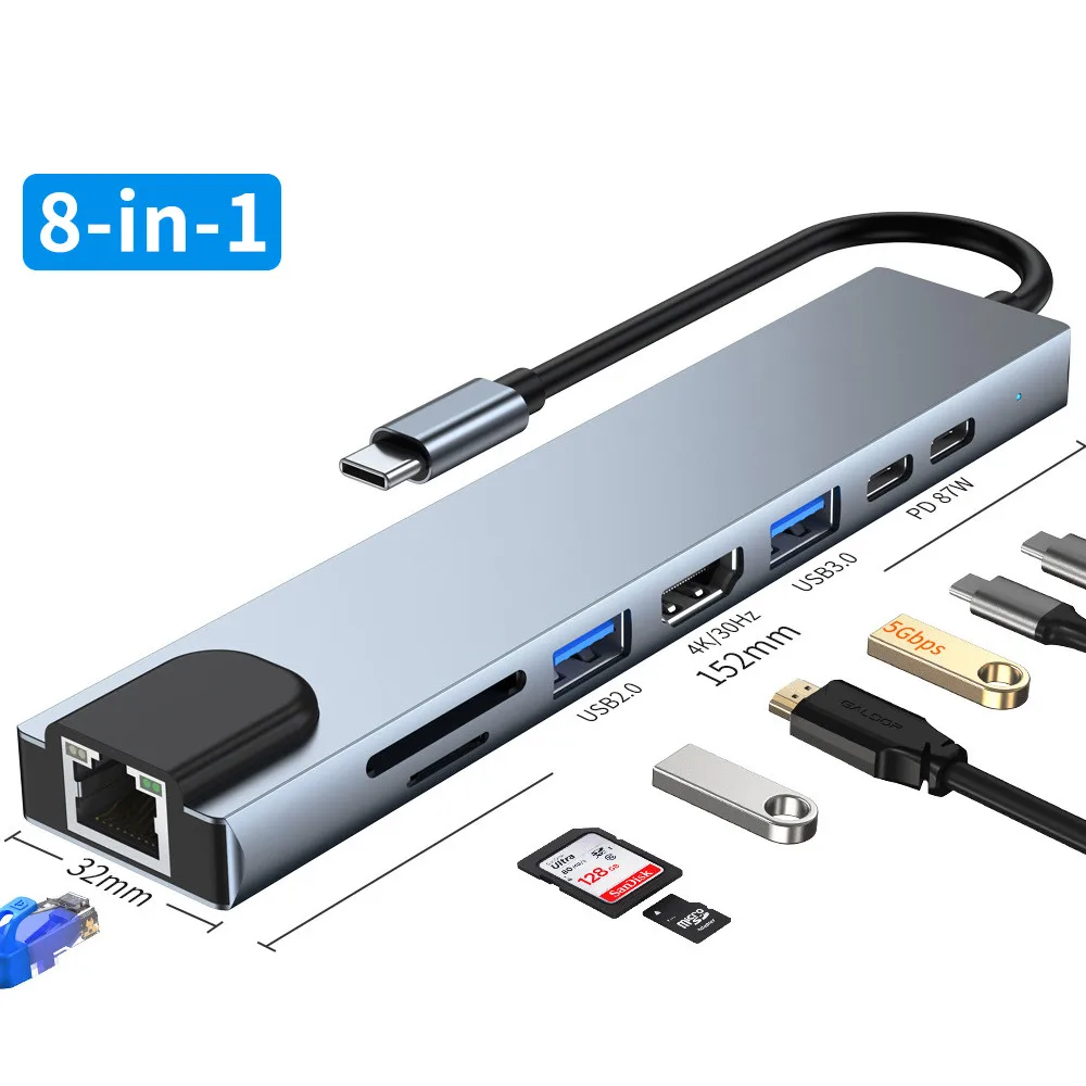 USB Hub USB To Type C Adapter USB Splitter Hub USB C HDMI Type C Hub USB 3.0 For Macbook Air M1 Type C Dock With Several Ports