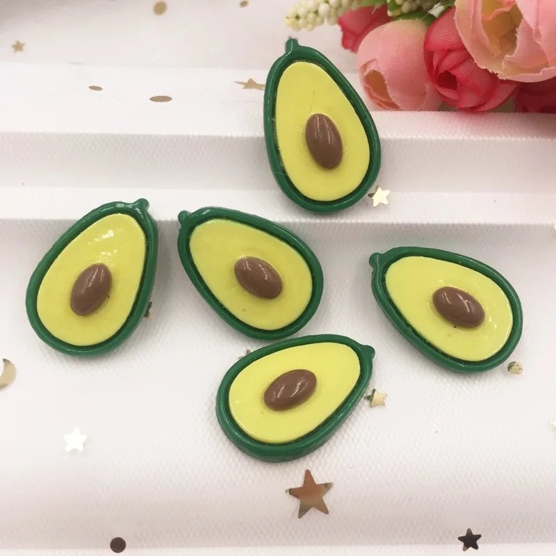 20 pçs resina kawaii colorido abacate flatback cabochão pedra scrapbook diy casa estatueta enfeites artesanato