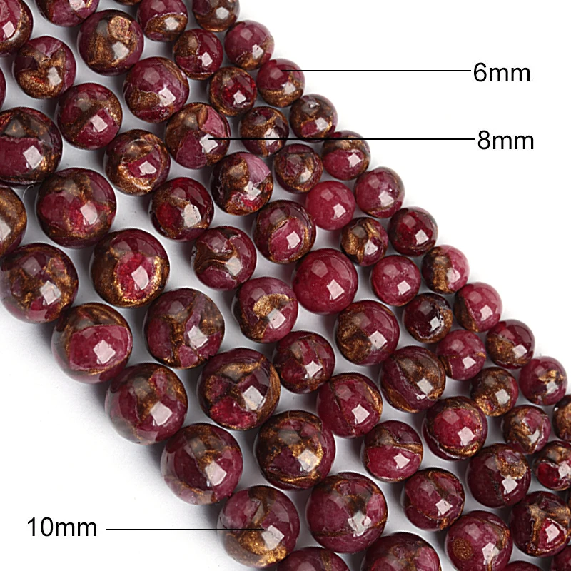 1 Strand 6/8/10mm Red Lake Blue Cloisonne Round Natural Stone Beads Loose Spacer Beads For Jewelry Making DIY Bracelet Wholesale