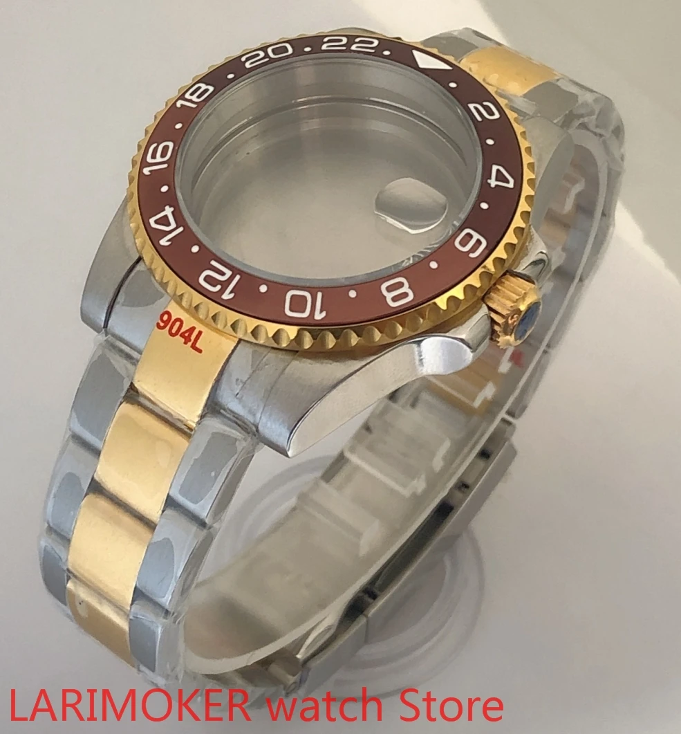 Sealed back 40mm sapphire glass with 904L stainless steel gold bracelet with ETA NH36 MH35 cases bezel Ice red