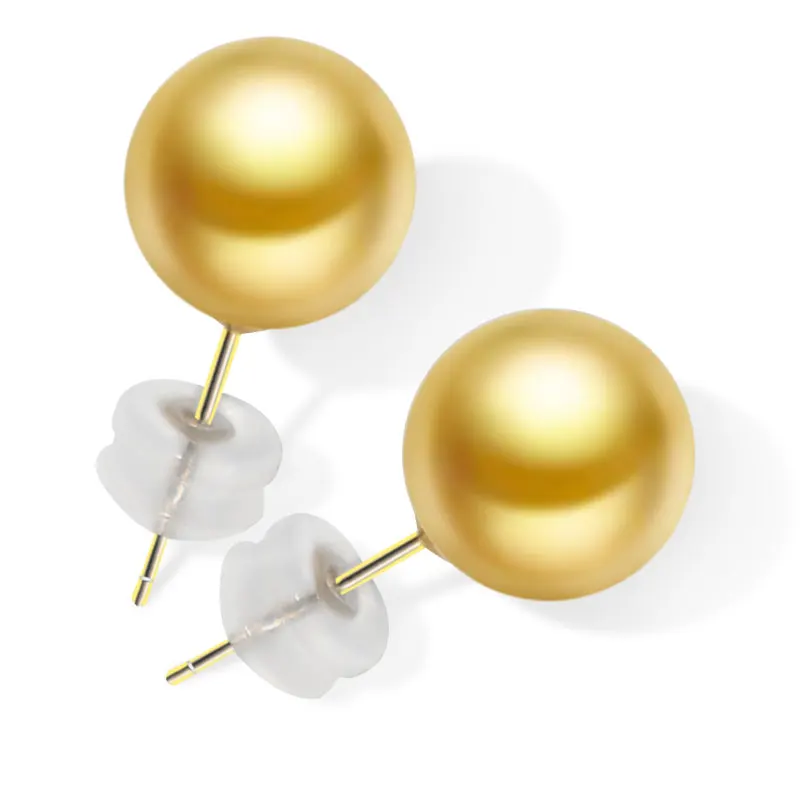 

NYMPH 18k Yellow Gold Earrings Natural Round South Sea Pearl Earrings Women Anniversary Wedding For Women