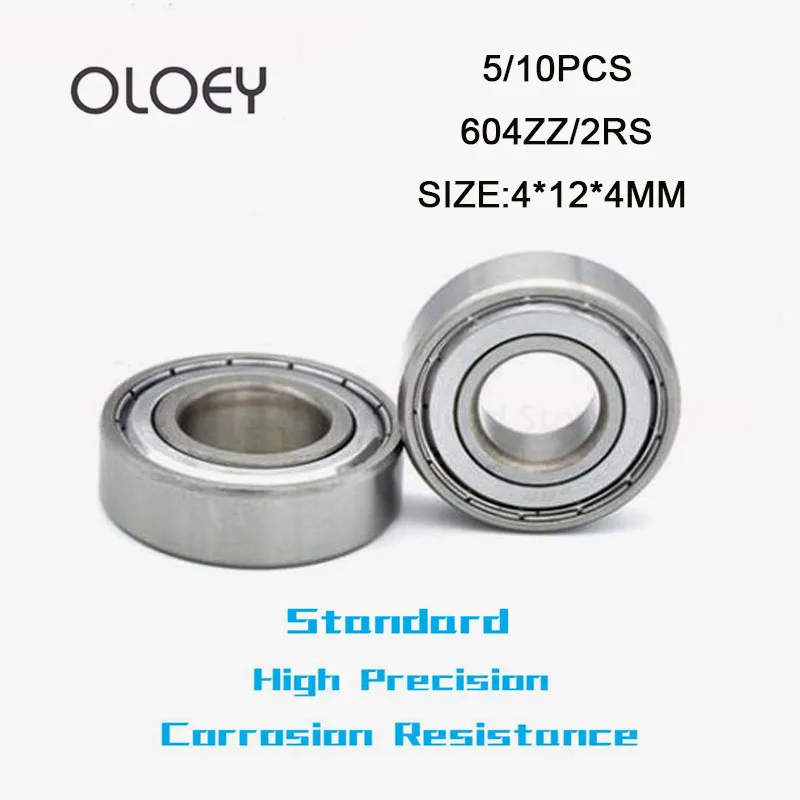 

604ZZ 2RS 5/10PCS OLOEY Bearing 4X12X4mm 604RS Single Row Deep Groove Ball Radial Ball Bearing Sealed Bearing Metric Excellent