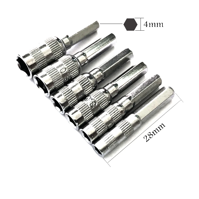 Juego de brocas métricas de 3/25 pulgadas H4 × 28mm, herramientas manuales de vástago Hexagonal, tuerca Hexagonal, M2.5, 3,0, 3,5, 4,0, 5,0, 5,5mm, 2 a 8 unidades