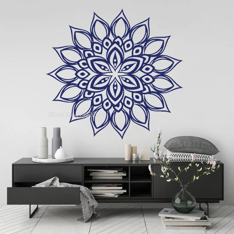 Indian Decorative Art Mandala Wall Sticker Mandala Flower Wall Decor For Living Room Vinyl Decals Pattern Ornament Decor LL374