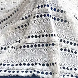 White Plaid Embroidered Hollow Lace Cloth Women's Summer Cotton Cloth Hollow Lace Fabric