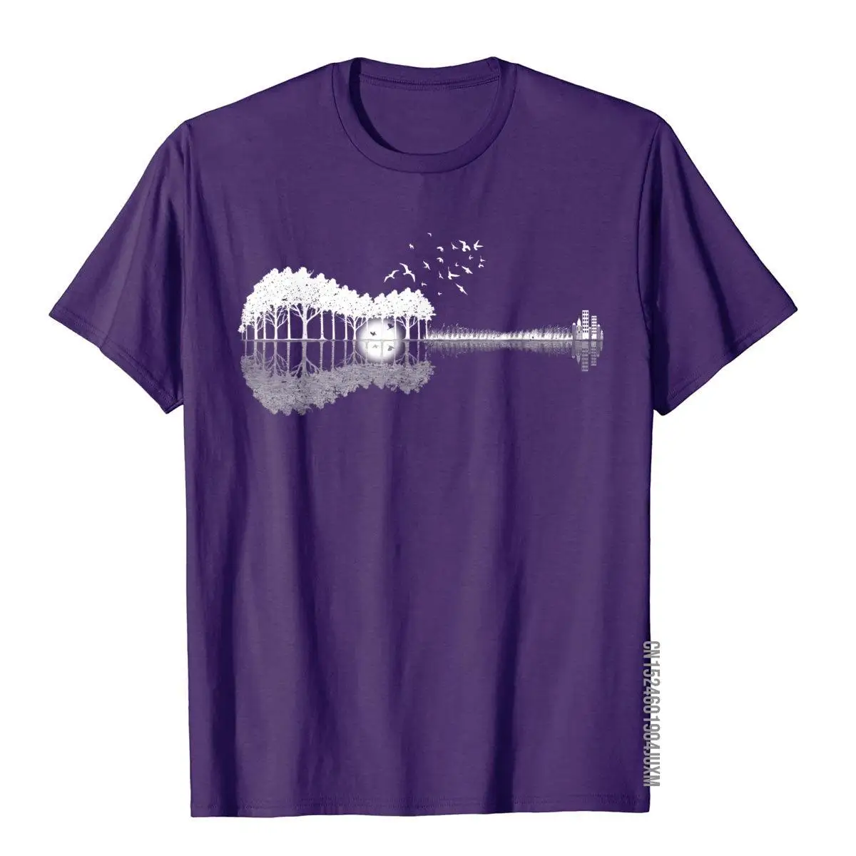 Guitar Lake Shadow Love Guitar Musician T-Shirt T-Shirt T Shirts Prevalent Beach Cotton Male T Shirt Printed