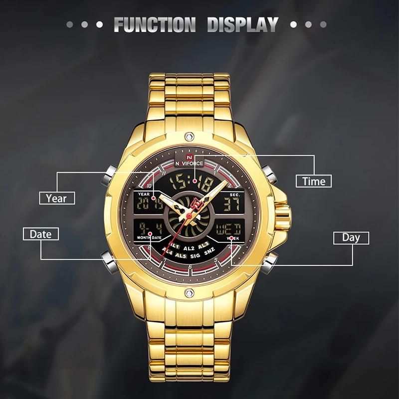 NAVIFORCE Watches For Men Top Luxury Brand Business Quartz Mens Watch Stainless Steel Waterproof Wristwatch Relogio Masculino