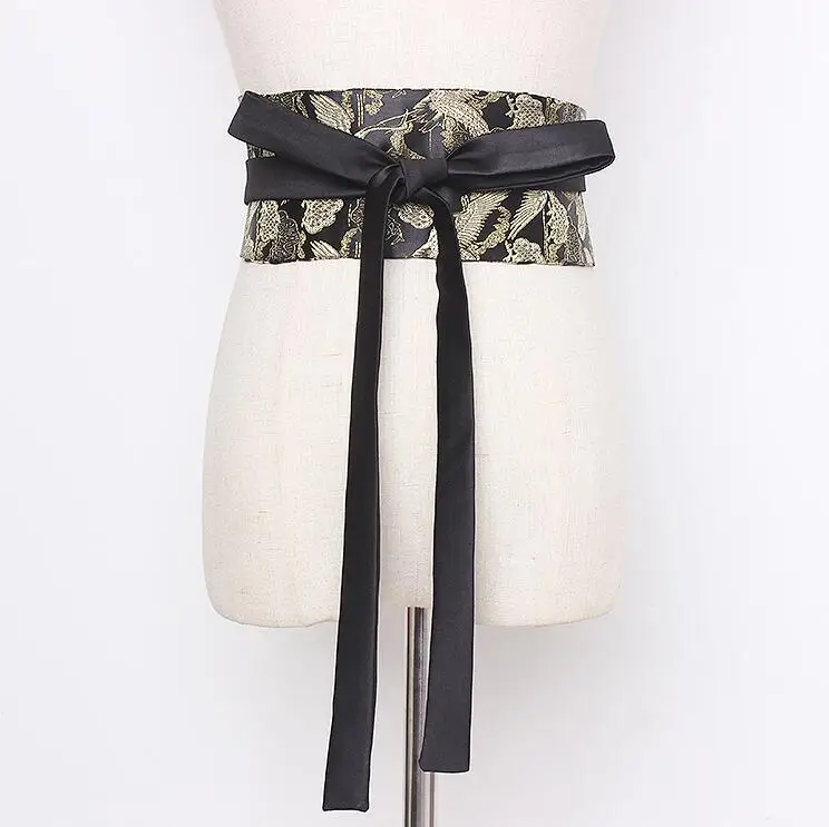 Women's runway fashion bird jacquard satin Cummerbunds female vintage Dress Corsets Waistband Belts decoration wide belt R2164