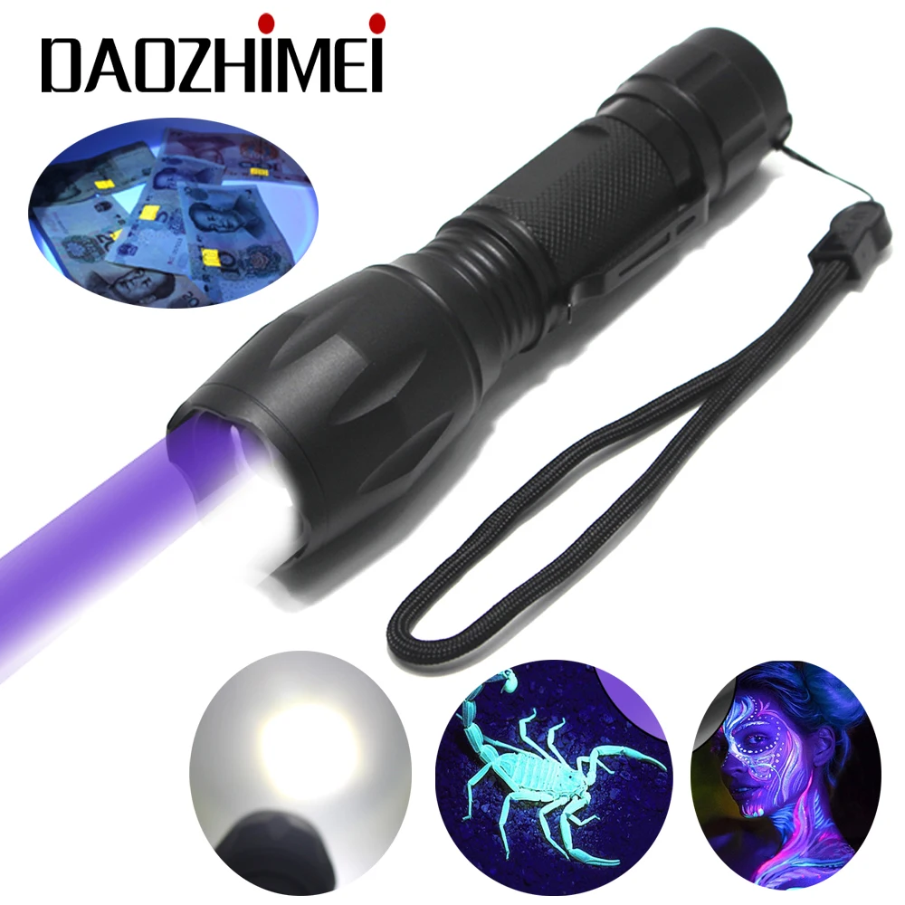 Lampe de poche UV LED 2 en 1, lanterne, torche, détecteur d'urine ultraviolette, capture d'urine d'animaux de compagnie, détection de scorpions, sécurité, tapis