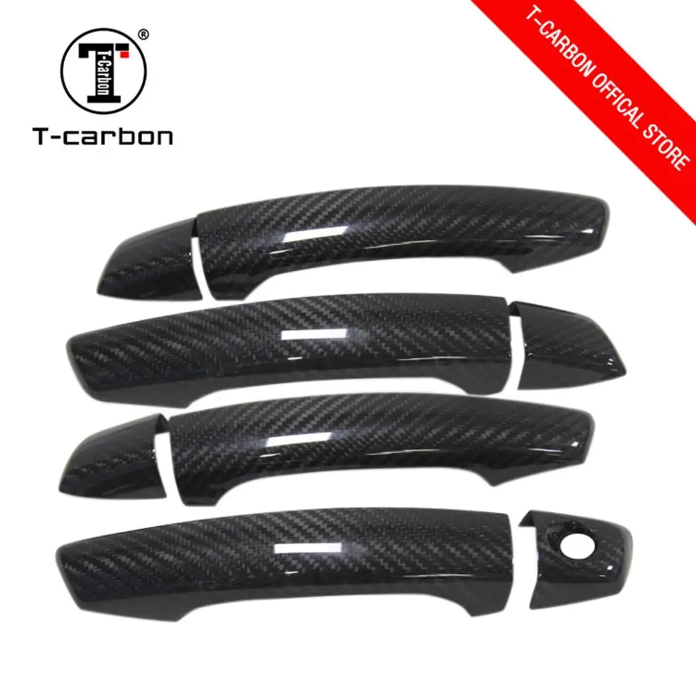 

T-carbon Carbon Fiber Door Handle Cover Trim For Audi A3 8V 2014-2018 Auto Exterior Accessories