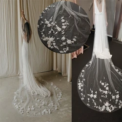 TOPQUEEN V52 3D Flowers Wedding Veil with Pearls  Bridal Veils Long Train Bridal Shower Veu Of Bride 3 Meter Veu de Noiva