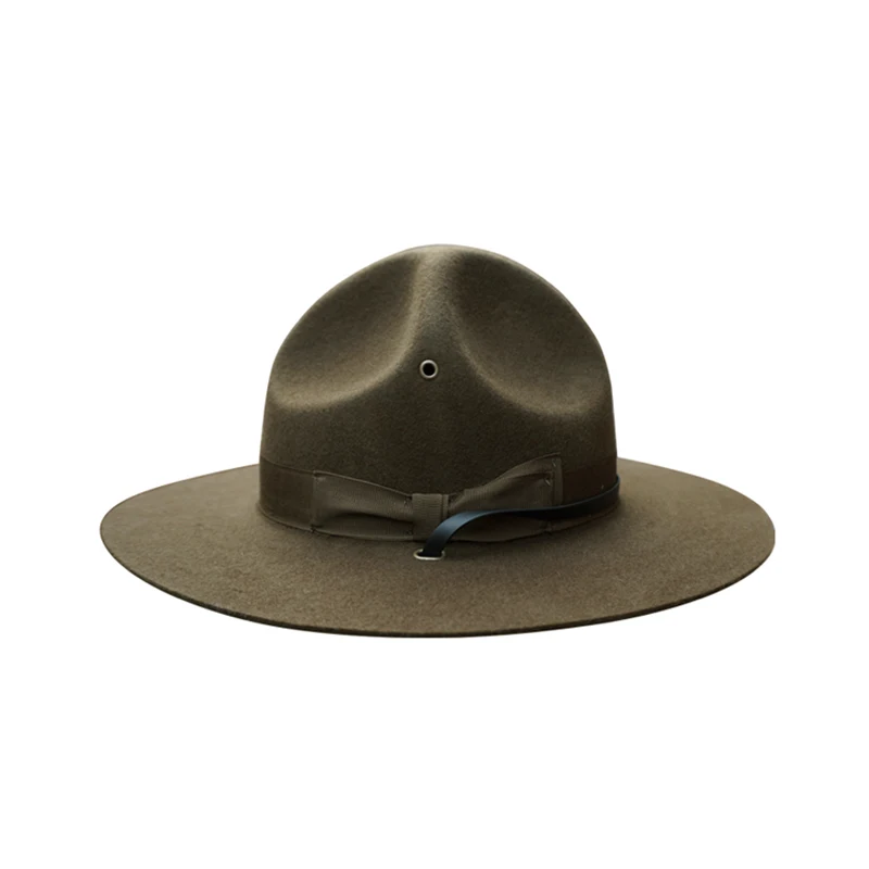 

X047 U.S. Marine Corps Adult Wool Fedora Hats Adjustable Size Woolen Army Green Hats Fedora Hat Men Fashion Womens Church Hats