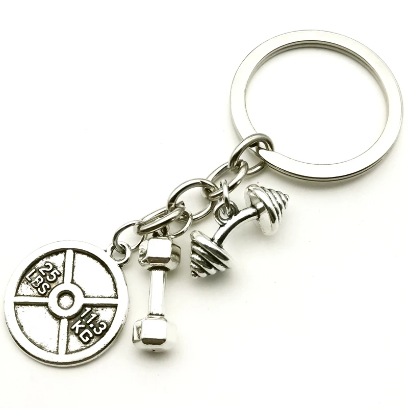 2020 Fashion Accessories 25LBS Keychain Mini Dumbbell Barbell Keychain Never Give Up Fitness Keychain Charm Gift Coach Souvenir