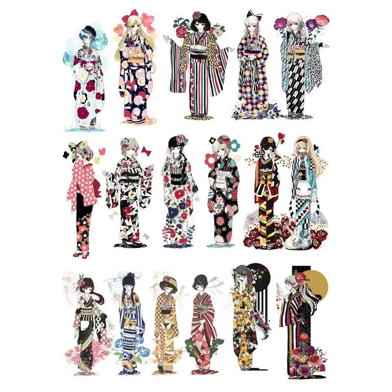 2 PCS Vintage Japanese Kimono Girl  Cosas Kawaii Uncut Stickers Scrapbooking Stationery Washi Tape Set School Supplies