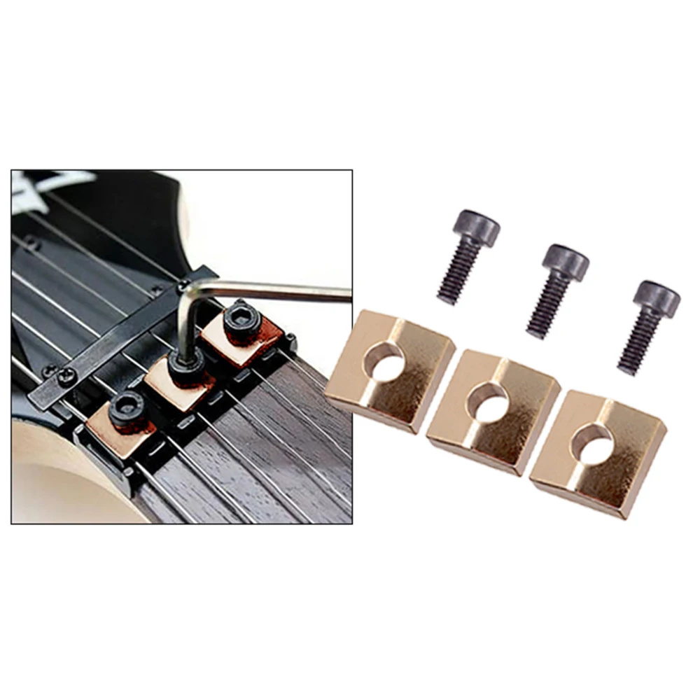 3 Pieces Electric Guitar Locking Nut Clamp with Screws Guitar Tremolo Bridge Parts Musical Instrument Replacement Parts